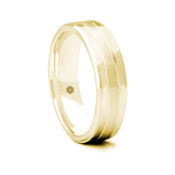 Mens 18ct Yellow Gold Flat Court Wedding Shape Ring With Both Polished and Matte Sections