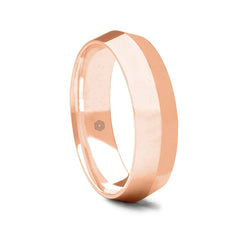 Mens Polished and Angled 9ct Rose Gold Court Shape Wedding Ring