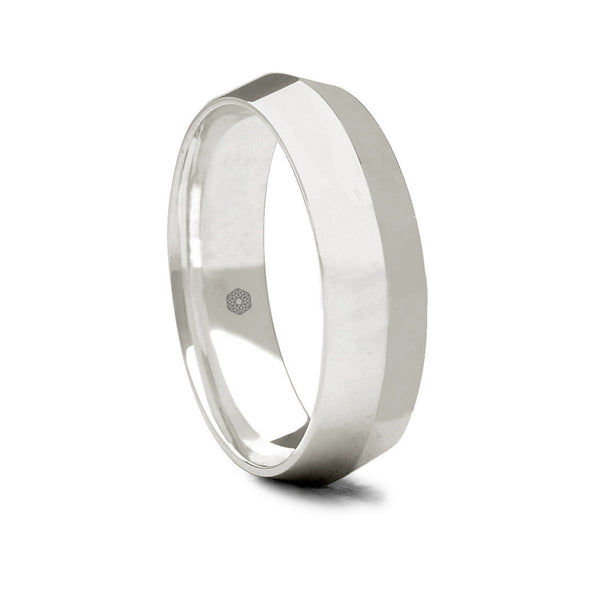 Mens Polished and Angled Palladium 500 Court Shape Wedding Ring