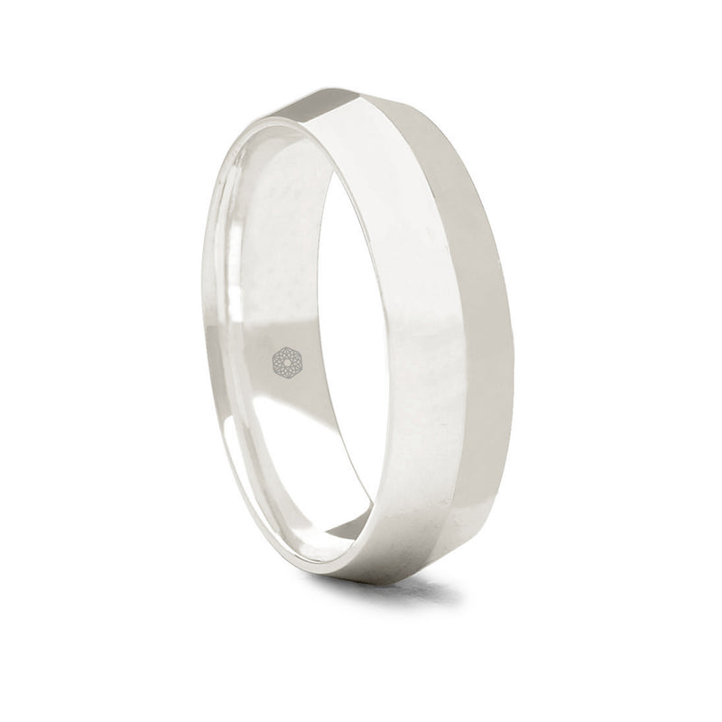 Mens Polished and Angled Platinum 950 Court Shape Wedding Ring