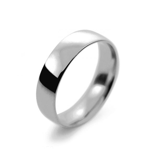 Mens 5mm Platinum 950 Court Shape Light Weight Wedding Ring