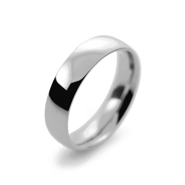 Mens 5mm Platinum 950 Court Shape Medium Weight Wedding Ring