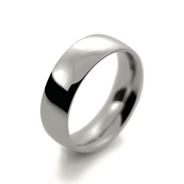 Mens 7mm Platinum 950 Court Shape Light Weight Wedding Ring