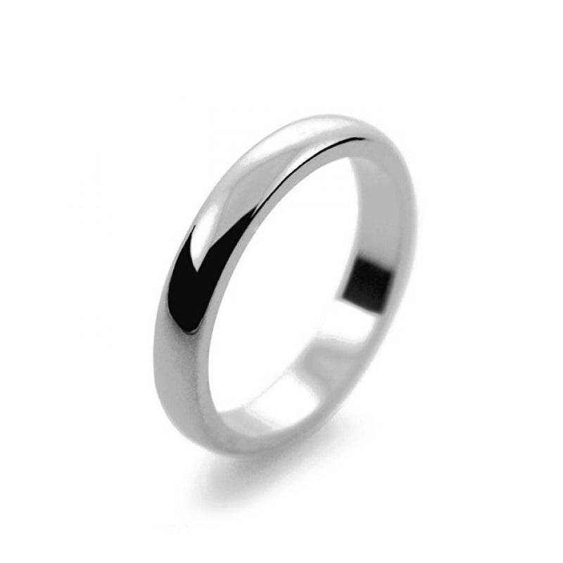 Mens 3mm Platinum 950 D Shape Medium Weight Wedding Ring