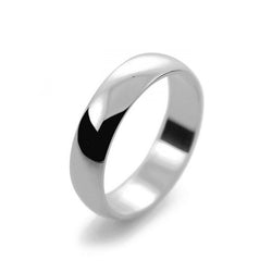 Mens 5mm Platinum 950 D Shape Light Weight Wedding Ring