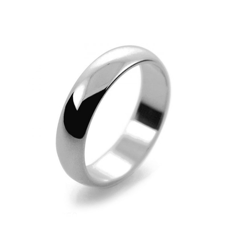 Mens 5mm Platinum 950 D Shape Medium Weight Wedding Ring