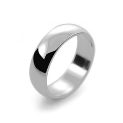 Mens 6mm Platinum 950 D Shape Medium Weight Wedding Ring