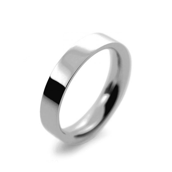 Mens 4mm Platinum 950 Flat Court shape Heavy Weight Wedding Ring