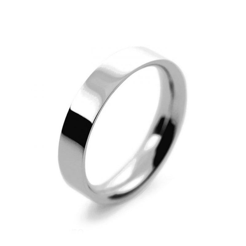 Mens 4mm Platinum 950 Flat Court shape Medium Weight Wedding Ring