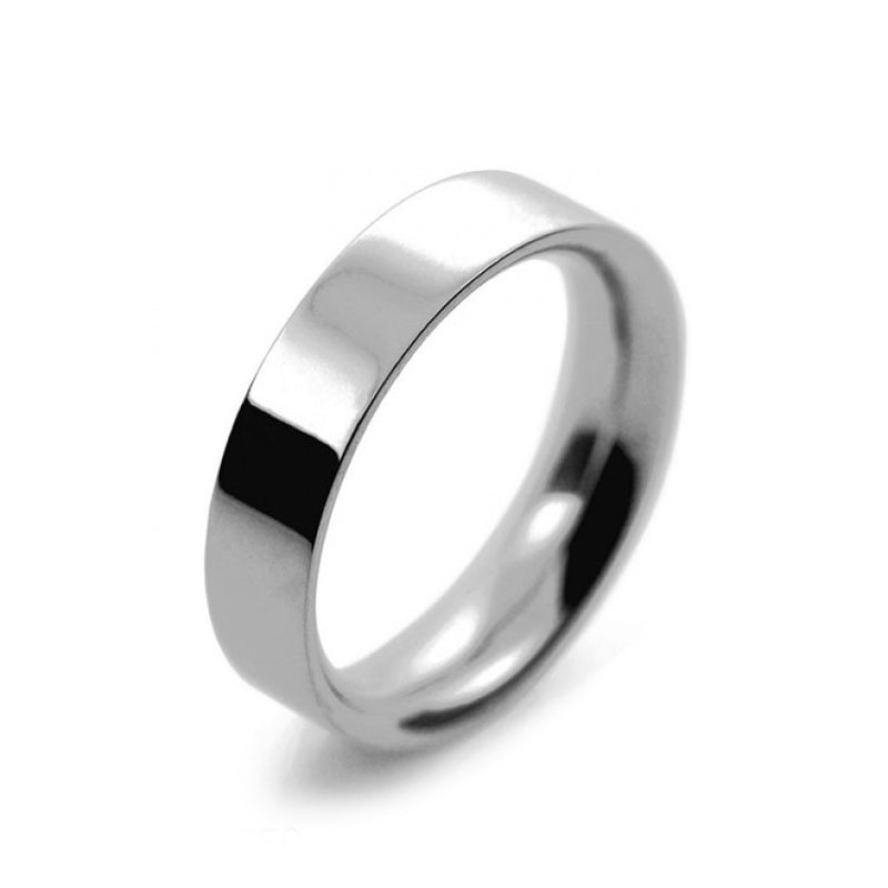 Mens 5mm Platinum 950 Flat Court shape Heavy Weight Wedding Ring