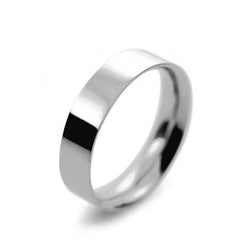 Mens 5mm Platinum 950 Flat Court shape Medium Weight Wedding Ring