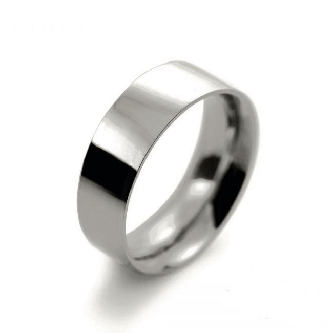Mens 7mm Platinum 950 Flat Court shape Medium Weight Wedding Ring