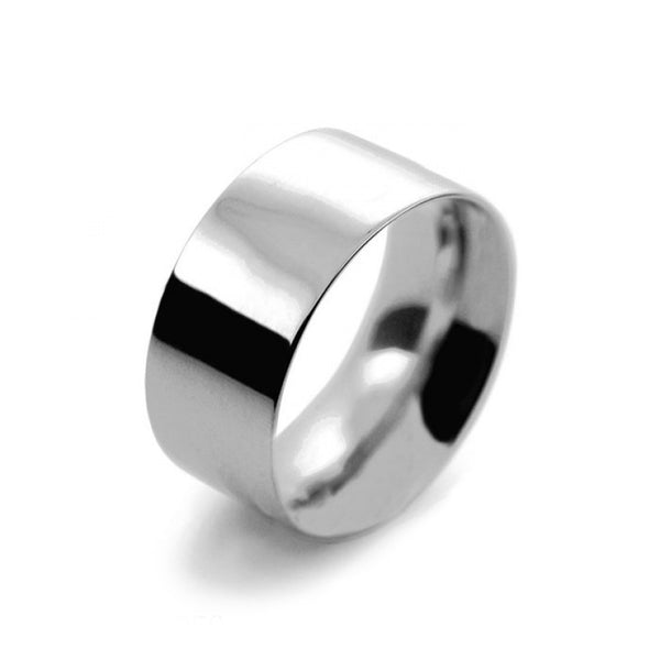 Mens 10mm Platinum 950 Flat Court shape Medium Weight Wedding Ring