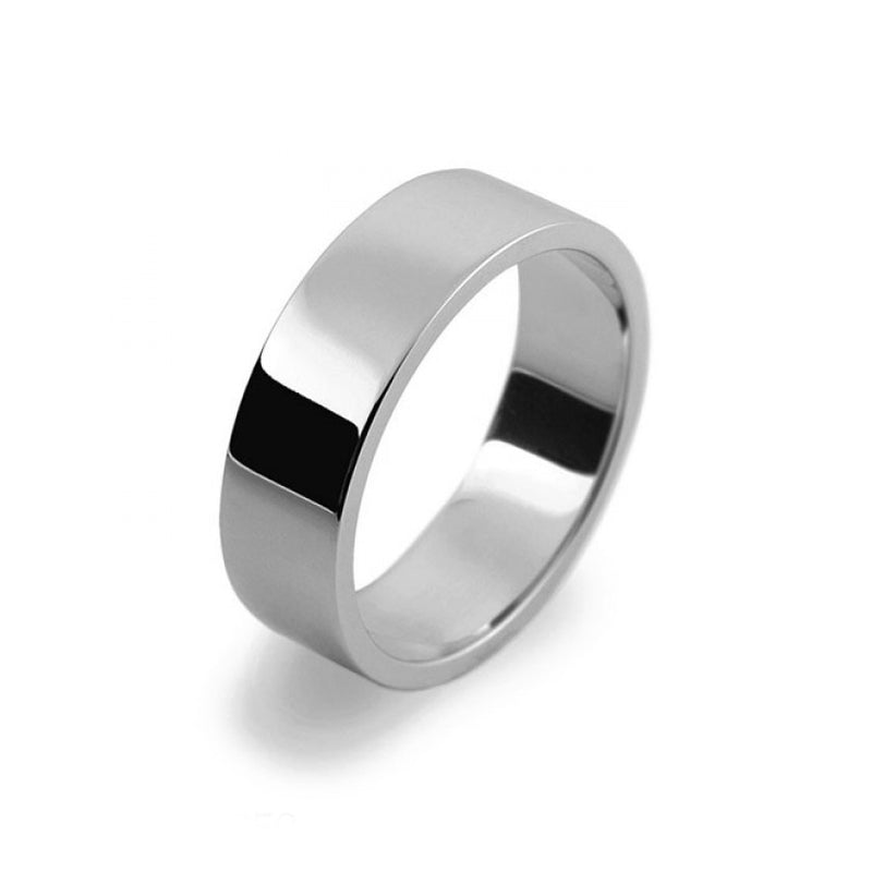 Mens 6mm Platinum 950 Flat Shape Medium Weight Wedding Ring