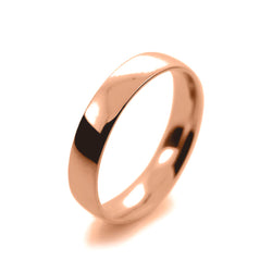 Mens 4mm 18ct Rose Gold Court Shape Light Weight Wedding Ring