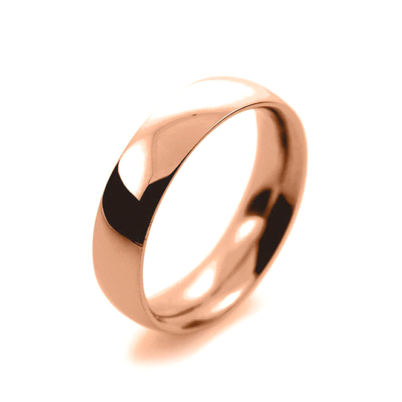 Mens 5mm 18ct Rose Gold Court Shape Heavy Weight Wedding Ring