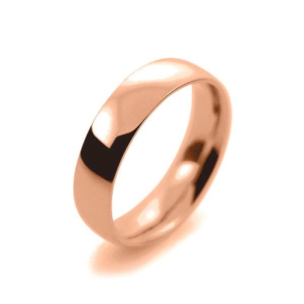 Mens 5mm 18ct Rose Gold Court Shape Medium Weight Wedding Ring