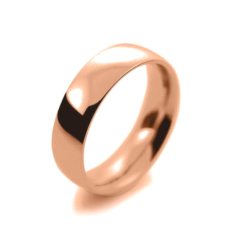 Mens 6mm 18ct Rose Gold Court Shape Heavy Weight Wedding Ring