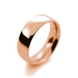 Mens 7mm 18ct Rose Gold Court Shape Light Weight Wedding Ring