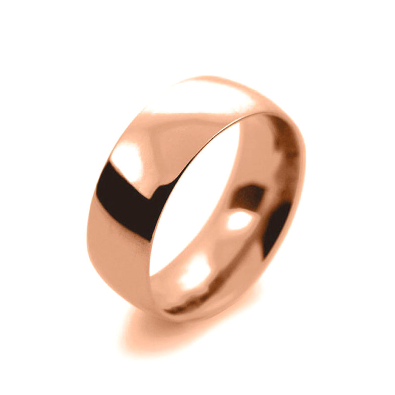 Mens 8mm 18ct Rose Gold Court Shape Heavy Weight Wedding Ring
