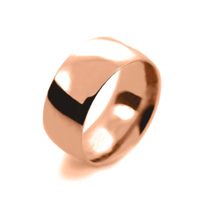 Mens 10mm 18ct Rose Gold Court Shape Heavy Weight Wedding Ring