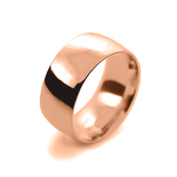 Mens 10mm 18ct Rose Gold Court Shape Medium Weight Wedding Ring