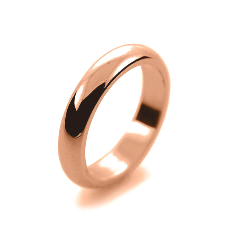 Mens 4mm 18ct Rose Gold D Shape Heavy Weight Wedding Ring