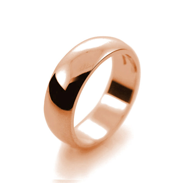 Mens 7mm 18ct Rose Gold D Shape Heavy Weight Wedding Ring