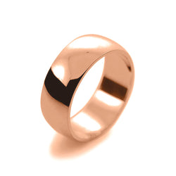 Mens 8mm 18ct Rose Gold D Shape Medium Weight Wedding Ring