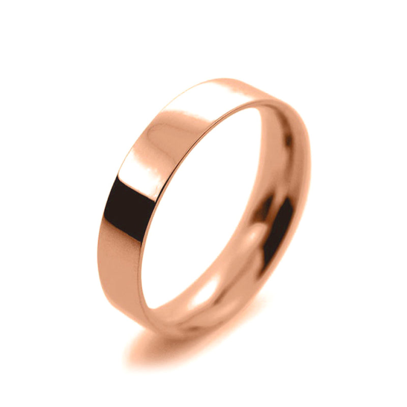 Mens 4mm 18ct Rose Gold Flat Court shape Light Weight Wedding Ring