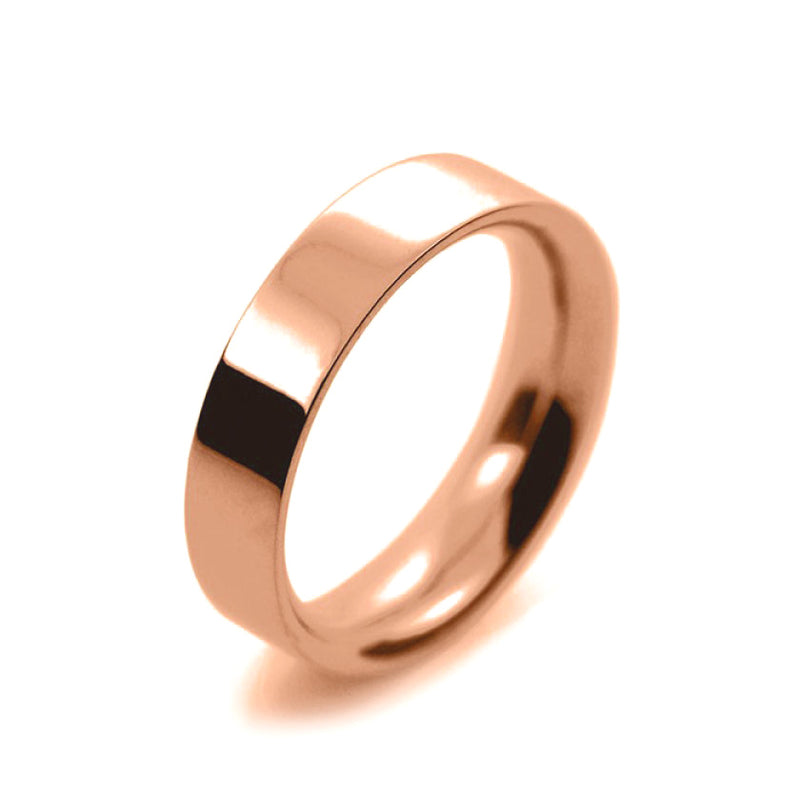 Mens 5mm 18ct Rose Gold Flat Court shape Heavy Weight Wedding Ring