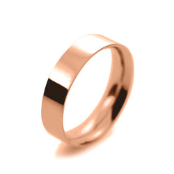 Mens 5mm 18ct Rose Gold Flat Court shape Medium Weight Wedding Ring