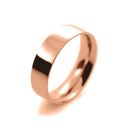 Mens 6mm 18ct Rose Gold Flat Court shape Medium Weight Wedding Ring