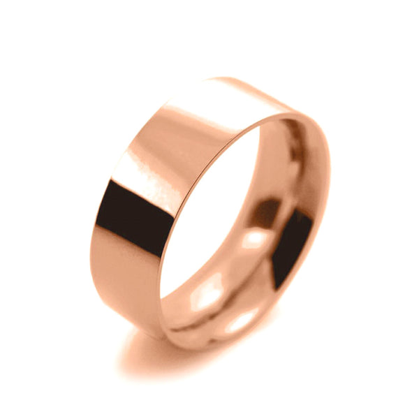 Mens 8mm 18ct Rose Gold Flat Court shape Heavy Weight Wedding Ring
