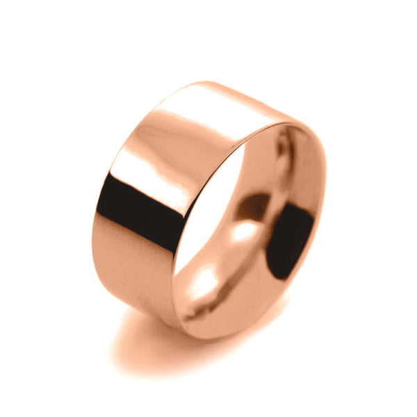 Mens 10mm 18ct Rose Gold Flat Court shape Medium Weight Wedding Ring