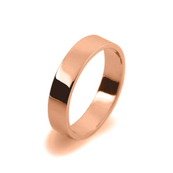 Mens 4mm 18ct Rose Gold Flat Shape Light Weight Wedding Ring