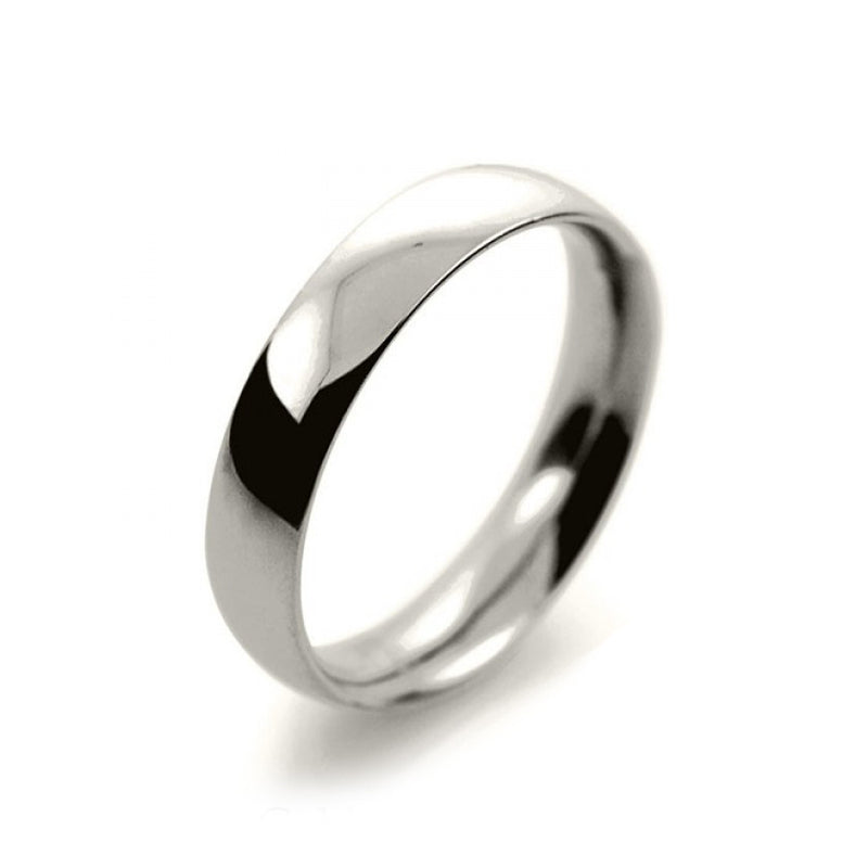 Mens 4mm 18ct White Gold Court Shape Medium Weight Wedding Ring
