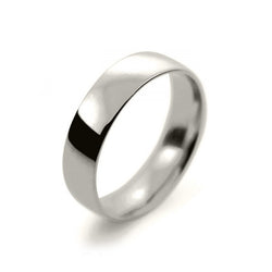 Mens 5mm 18ct White Gold Court Shape Light Weight Wedding Ring