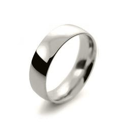 Mens 6mm 18ct White Gold Court Shape Medium Weight Wedding Ring