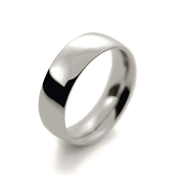 Mens 7mm 18ct White Gold Court Shape Light Weight Wedding Ring