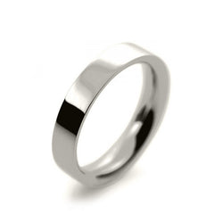 Mens 4mm 18ct White Gold Flat Court shape Heavy Weight Wedding Ring
