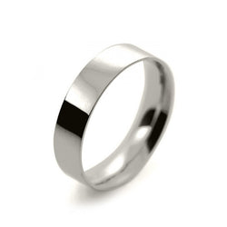 Mens 5mm 18ct White Gold Flat Court shape Light Weight Wedding Ring