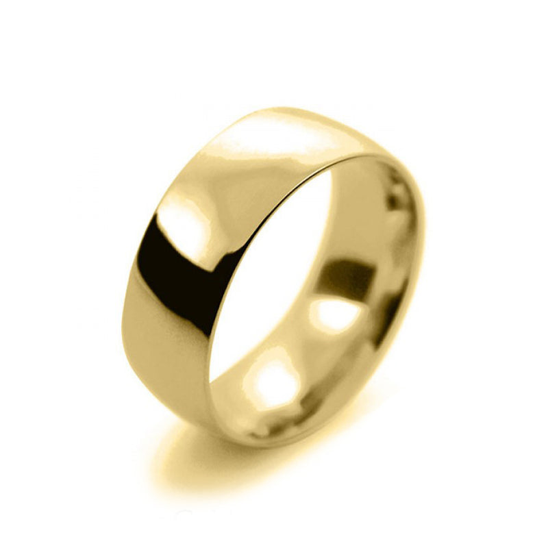 Mens 8mm 18ct Yellow Gold Court Shape Medium Weight Wedding Ring