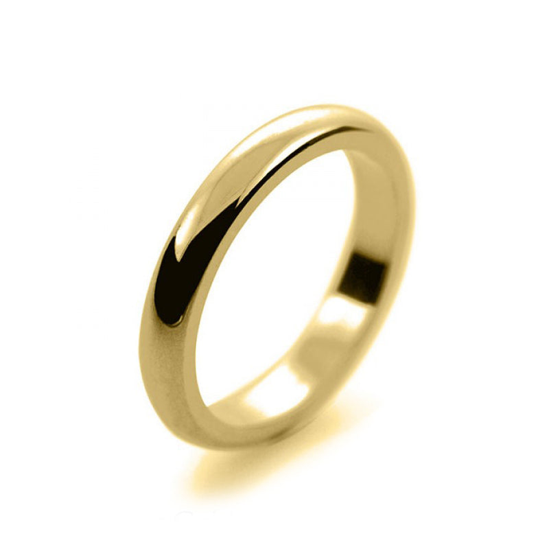 Mens 3mm 18ct Yellow Gold D Shape Heavy Weight Wedding Ring