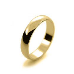 Mens 4mm 18ct Yellow Gold D Shape Light Weight Wedding Ring