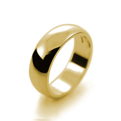 Mens 7mm 18ct Yellow Gold D Shape Medium Weight Wedding Ring