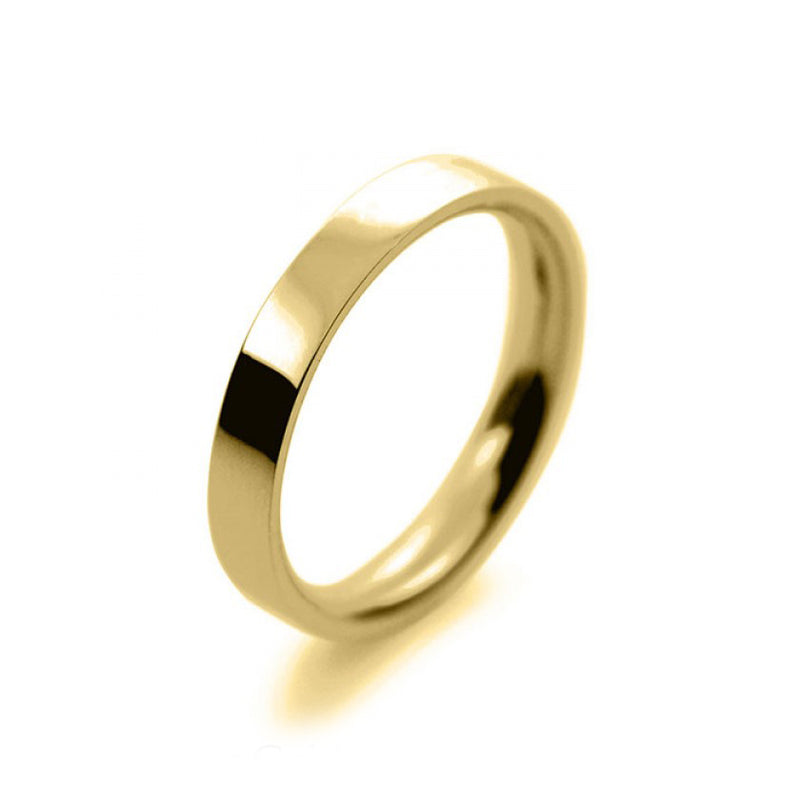 Mens 3mm 18ct Yellow Gold Flat Court shape Medium Weight Wedding Ring
