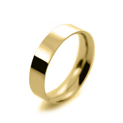 Mens 5mm 18ct Yellow Gold Flat Court shape Medium Weight Wedding Ring