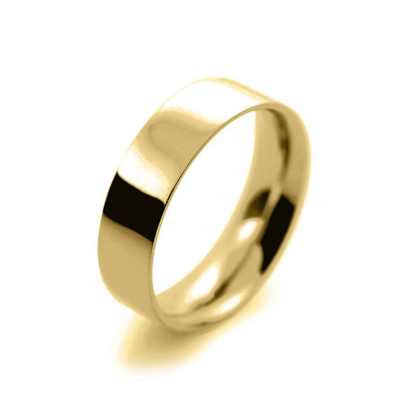 Mens 6mm 18ct Yellow Gold Flat Court shape Medium Weight Wedding Ring
