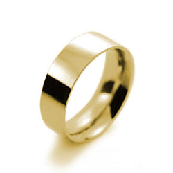 Mens 7mm 18ct Yellow Gold Flat Court shape Light Weight Wedding Ring